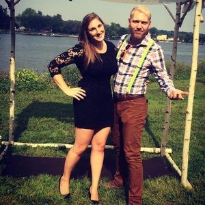 Black lace backless dress